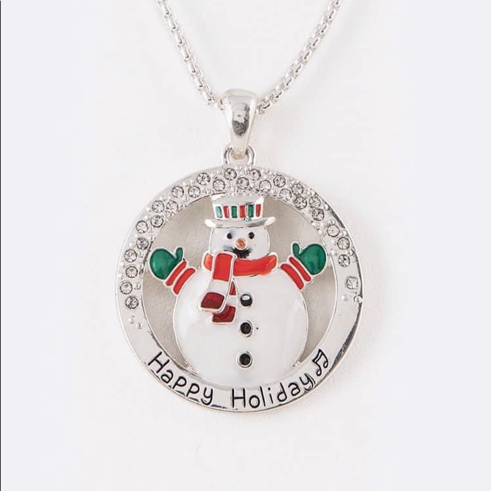 Happy Holiday Snowman Pendant Necklace